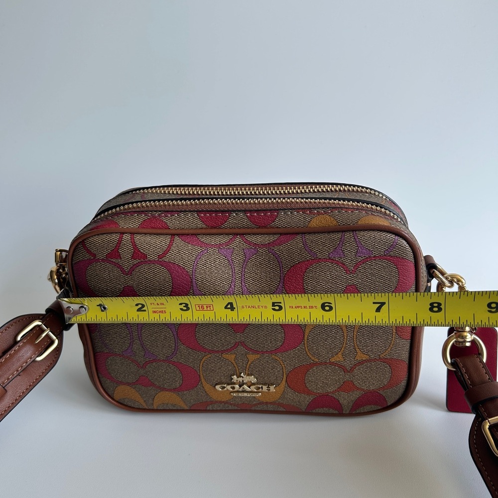 Coach Jes Crossbody 20 Rainbow Signature Canvas Leather Bag C1308 Excellent - Picture 9 of 11
